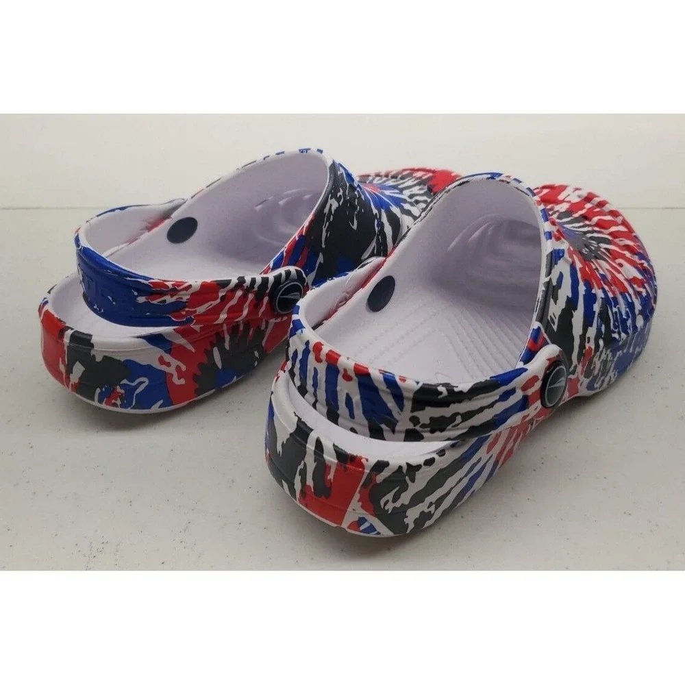 Nautica Boys' River Edge Slip-On EVA Sandals RWB Tie Dye Size 1Y NWT!